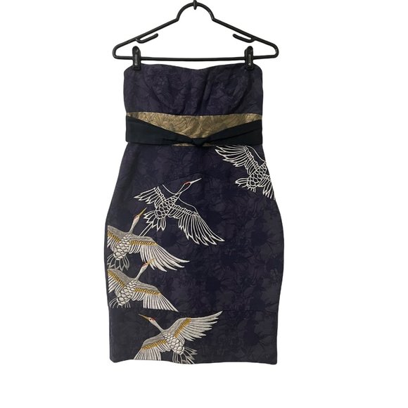 Anthropologie Dresses & Skirts - Anthropologie Floreat Midnight Migration Crane Embroidered Strapless Dress 6